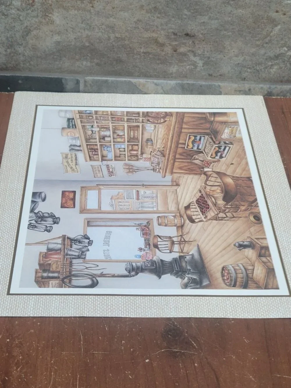 Vintage Unframed Country Store Interior Art Print Kay Lamb Shannon 1987
